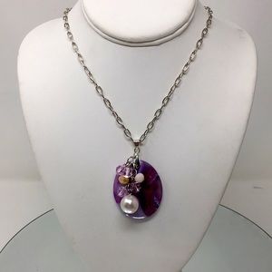 (Video) “Cynthia” Jasper Agate Pendant with Charms on silver Necklace